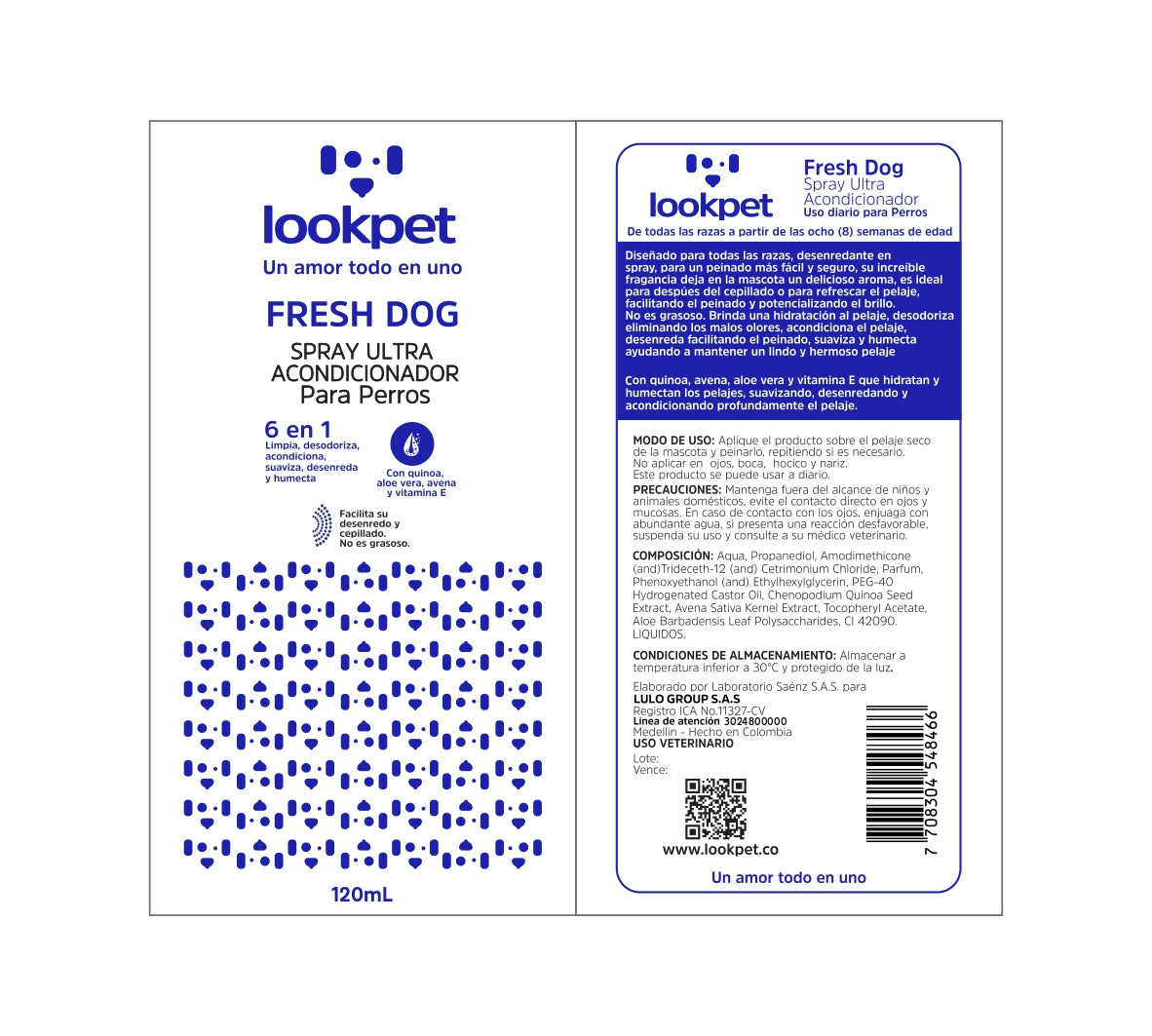 Fresh Dog Spray Ultra Acondicionador 6 en 1 Para Perros - 120mL