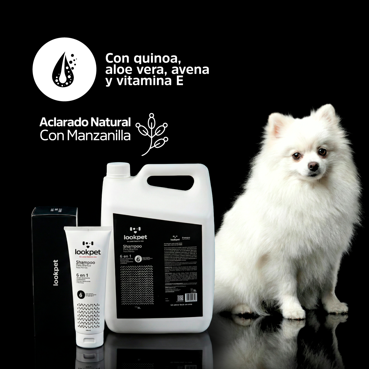 Shampoo 6 en 1 para Perros Pelo Blanco - 5L