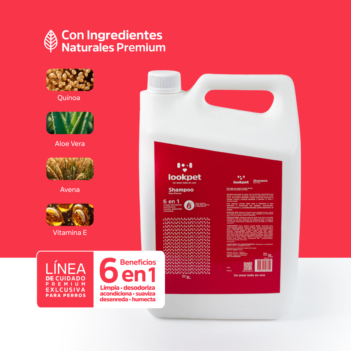 Shampoo 6 en 1 para Perros de Todas las Razas - 5L