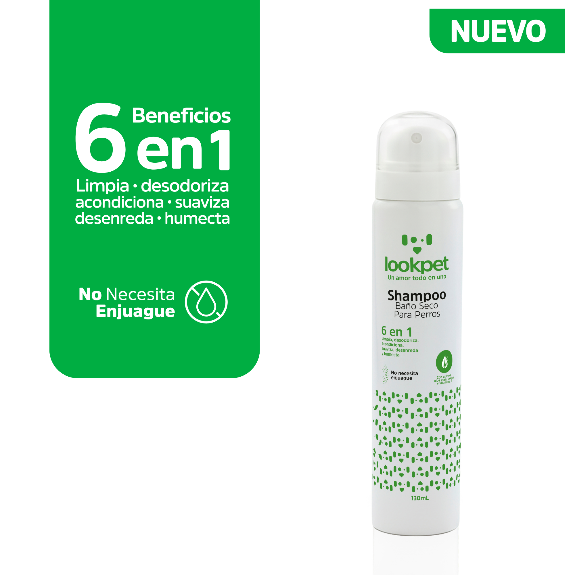 Shampoo Baño Seco 6 en 1 para Perros - 130 ml