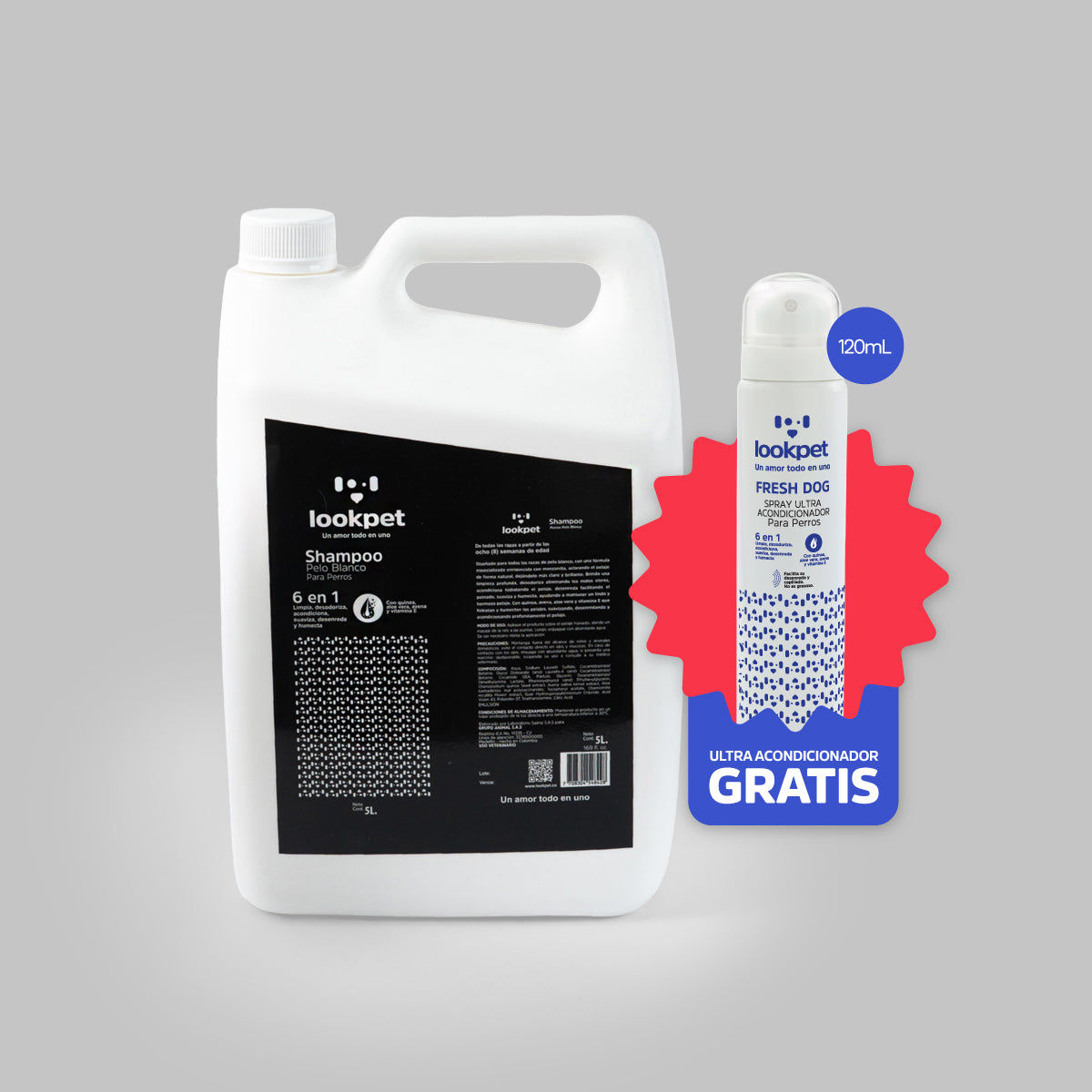 Shampoo 6 en 1 para Perros Pelo Blanco - 5L