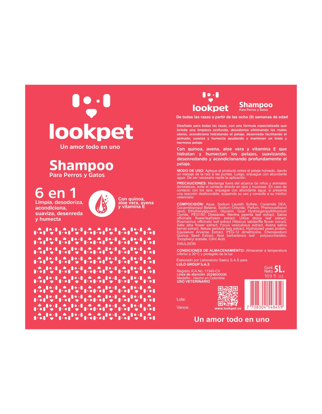 Shampoo 6 en 1 para Perros de Todas las Razas - 5L